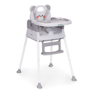 Vaikiška maitinimo kėdutė 3-in-1 su dvigubu padėklu ir 5 taškų saugos diržais, pilka ECOTOYS - Image 3