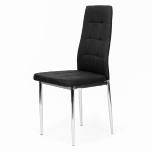 Set of 4 chairs for the living room and dining room, simple quilted chair, chrome legs, black - Image 3