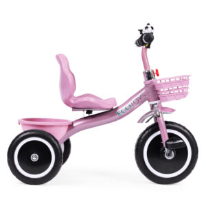 Tricycle with non-slip grips, bell, basket, pink, ECOTOYS - Image 3