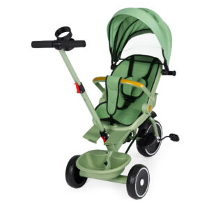 2-in-1 tricycle stroller, swivel seat, foldable canopy, green, ECOTOYS - Image 3