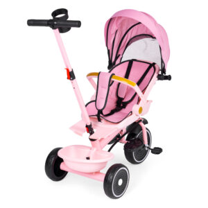 2-in-1 tricycle stroller, swivel seat, foldable canopy, pink, ECOTOYS - Image 3