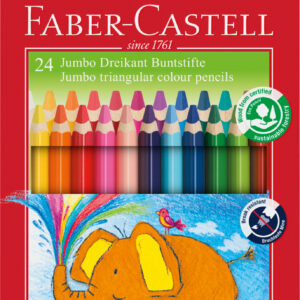 Spalvoti pieštukai Faber-Castell Jumbo, tribriauniai, 24 spalvų