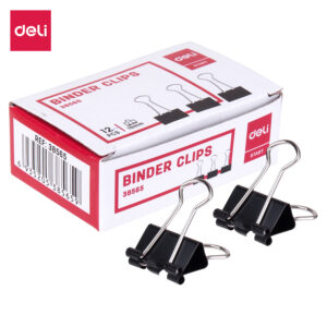 Spaustukai DELI 19mm, 12vnt/pak, juodos spalvos - Image 1