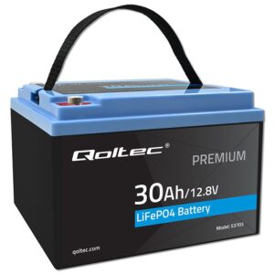 Qoltec 53703 LiFePO4 ličio geležies fosfato akumuliatorius | 12,8 V | 30 Ah | 384 Wh | BMS