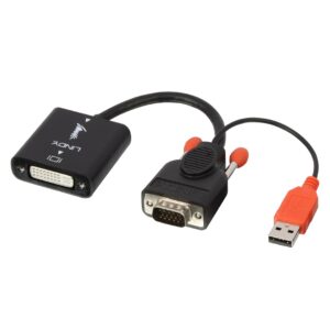 Lindy 38184 vaizdo kabelio adapteris 0,2 m DVI-D VGA (D-Sub) + USB Juoda, Oranžinė - Image 2