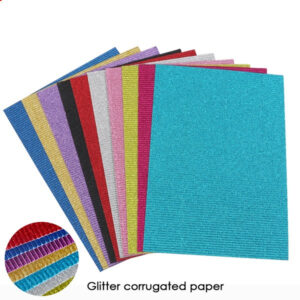 Gofruotas brokatinis popierius Glitter color mix A4, 270 gsm