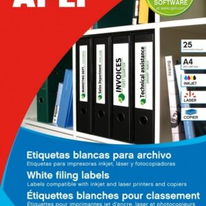 Lipnios etiketės Apli 1233, A4, 190x61mm, 25 lapai, baltos spalvos