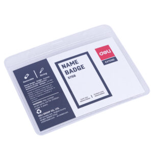 Kortelių laikiklis su raišteliu DELI 95x68mm horizontalus, mėlynos spalvos - Image 2