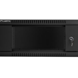 Lanberg wall-mounted installation rack cabinet 19'' 4U 600x600mm black (glass door) - Image 3
