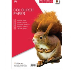 Spalvotas popierius College, A4, 80g, rudos spalvos, 50 lapų
