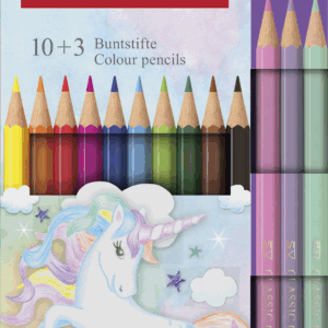 Spalvoti pieštukai Faber-Castell Colour Grip Unicorn 10 +3 pastelinės spalvos