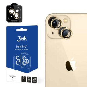3MK Lens Protection Pro Apple iPhone 14 Plus 6,7" gold Camera lens protection with mounting frame - Image 1