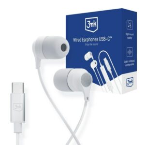 3MK Wired ausinės USB-C baltos spalvos - Image 1
