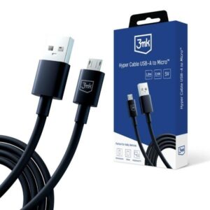 3MK Hyper Cable USB-A - Micro USB1.2m 5V 2,4A juodos spalvos cable