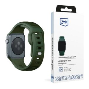 3MK Silicone Watch apyrankė Dark žalios spalvos for Apple Watch 42/44/45/49mm - Image 1