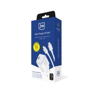 3MK Hyper Charger PD 25W laidinis įkroviklis baltos spalvos + 1x USB-C Cable - Image 2