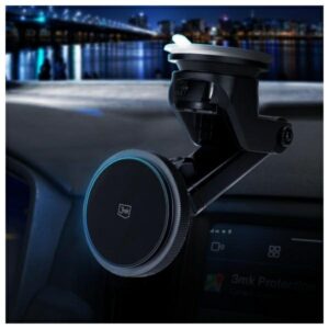 3MK Car MagCharger 15W inductive charging holder for windshield/dashboard juodos spalvos - Image 5