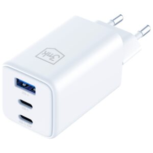 Laidinis įkroviklis 3MK Hyper GaN Charger 65W 1xUSB-A 2xUSB-C PD QC4+ baltos spalvos - Image 2