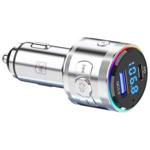 3MK Hyper Car Power Transmitter 48W QC PD PPS USB-C/USB-A with Audio Transmitter Silver - Image 2