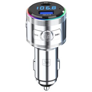 3MK Hyper Car Power Transmitter 48W QC PD PPS USB-C/USB-A with Audio Transmitter Silver - Image 3