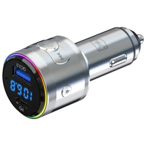 3MK Hyper Car Power Transmitter 48W QC PD PPS USB-C/USB-A with Audio Transmitter Silver - Image 4