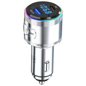 3MK Hyper Car Power Transmitter 48W QC PD PPS USB-C/USB-A with Audio Transmitter Silver - Image 5