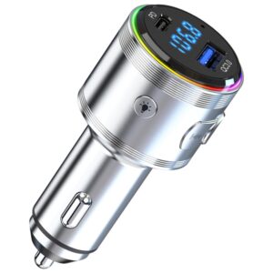 3MK Hyper Car Power Transmitter 48W QC PD PPS USB-C/USB-A with Audio Transmitter Silver - Image 7