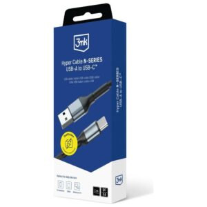 Kabelis 3MK Hyper Kabelis N-SERIES USB-A į USB-C 1m 9V/2A 18W QC 3.0 juodos spalvos - Image 8