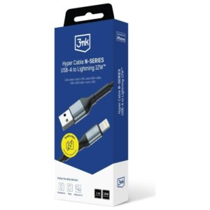 Kabelis 3MK Hyper Kabelis N-SERIES USB-A į Lightning 1m 5V/2.4A 12W juodos spalvos - Image 8