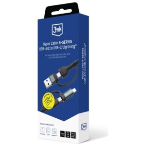 Kabelis 3MK Hyper Kabelis N-SERIES USB-A/USB-C į USB-C/Lightning 1.2m 9V/2A 60W - Image 8