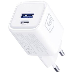 Laidinis įkroviklis 3MK Hyper Charger PD 33W GaN QC4+ PPS AFC FCP SCP USB-A + USB-C baltos spalvos - Image 8