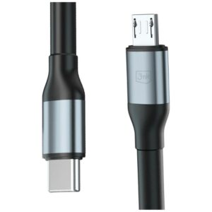 Kabelis 3MK Hyper Kabelis N-SERIES USB-C į Micro USB 3m QC 3.0 5V/2A 10W juodos spalvos - Image 3