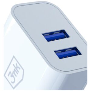 3MK FlowPower Laidinis įkroviklis 2xUSB-A 10W 2.4A baltos spalvos - Image 3