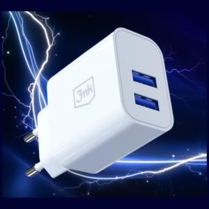 3MK FlowPower Laidinis įkroviklis 2xUSB-A 10W 2.4A baltos spalvos - Image 4