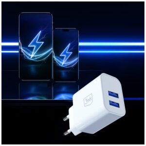 3MK FlowPower Laidinis įkroviklis 2xUSB-A 10W 2.4A baltos spalvos - Image 7