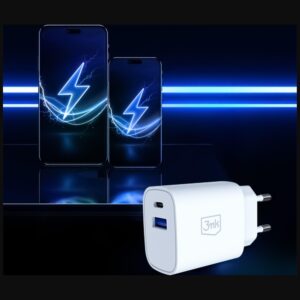 3MK FlowPower Laidinis įkroviklis USB-A + USB-C 25W PD QC4+ baltos spalvos - Image 8