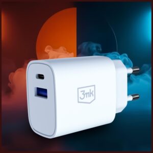3MK FlowPower Laidinis įkroviklis USB-A + USB-C 25W PD QC4+ baltos spalvos - Image 9