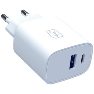 3MK FlowPower USB-A + USB-C 30W PD 3.0 QC4+ Laidinis įkroviklis, baltos spalvos - Image 2