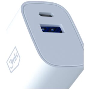 3MK FlowPower USB-A + USB-C 30W PD 3.0 QC4+ Laidinis įkroviklis, baltos spalvos - Image 5