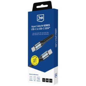 3MK Hyper Cable N-SERIES USB-C to USB-C Cable 3m 20V/5A 100W juodos spalvos** - Image 4
