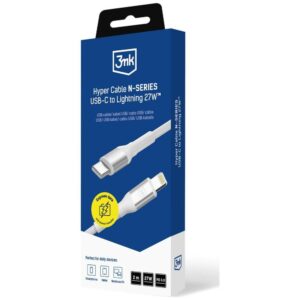 3MK Hyper Kabelis N-SERIES USB-C į Lightning Kabelis 2m 9V/3A 27W White - Image 5