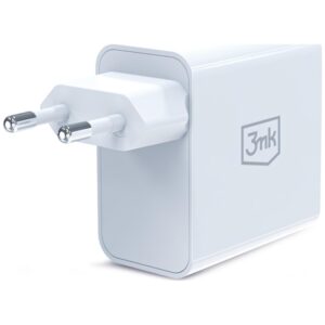 3MK FlowPower Laidinis įkroviklis USB-A + USB-C 45W PD 3.0 QC4+ baltos spalvos - Image 2