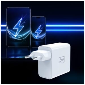 3MK FlowPower Laidinis įkroviklis USB-A + USB-C 45W PD 3.0 QC4+ baltos spalvos - Image 8