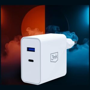 3MK FlowPower Laidinis įkroviklis USB-A + USB-C 45W PD 3.0 QC4+ baltos spalvos - Image 10