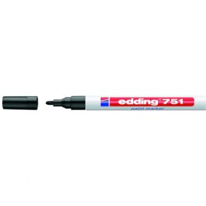 Žymeklis Edding 751 lako pagrindu, apvaliu galiuku, 1-2mm, juodos spalvos