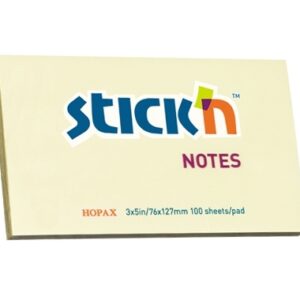 Lipnūs lapeliai Stick´N 21009, 76x127mm, 100 lapelių, geltonos spalvos