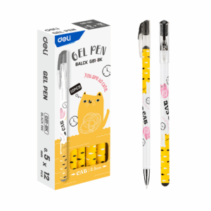 Gelinis rašiklis DELI Cat 0.5 mm, juodos spalvos