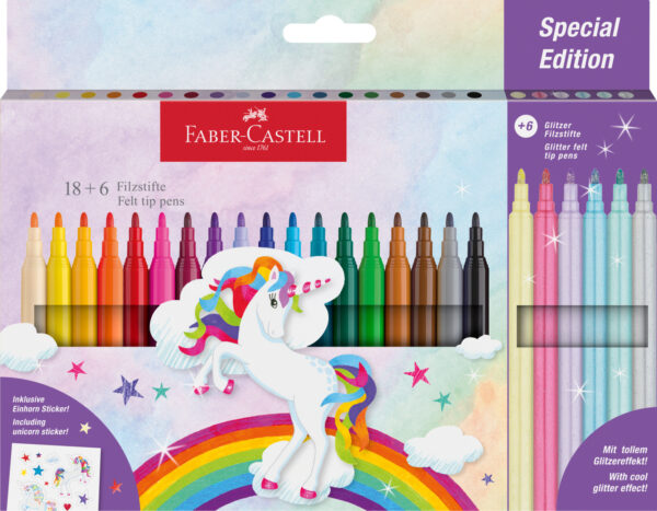 554221_Felt-tip pen unicorn cardboard box of 24, incl. stickers