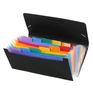 Dėklas dokumentams Viquel Rainbow, 26x13,5cm, 12 skyrelių, su gumelėmis, plastikinis, juodos spalvos