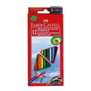 Spalvoti pieštukai Faber-Castell Eco. tribriauniai. 12 spalvų. su drožtuku - Image 2